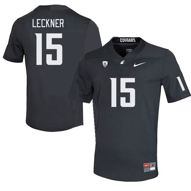 Washington State Cougars #15 Trey Leckner College Football Jerseys Stitched Sale-Charcoal